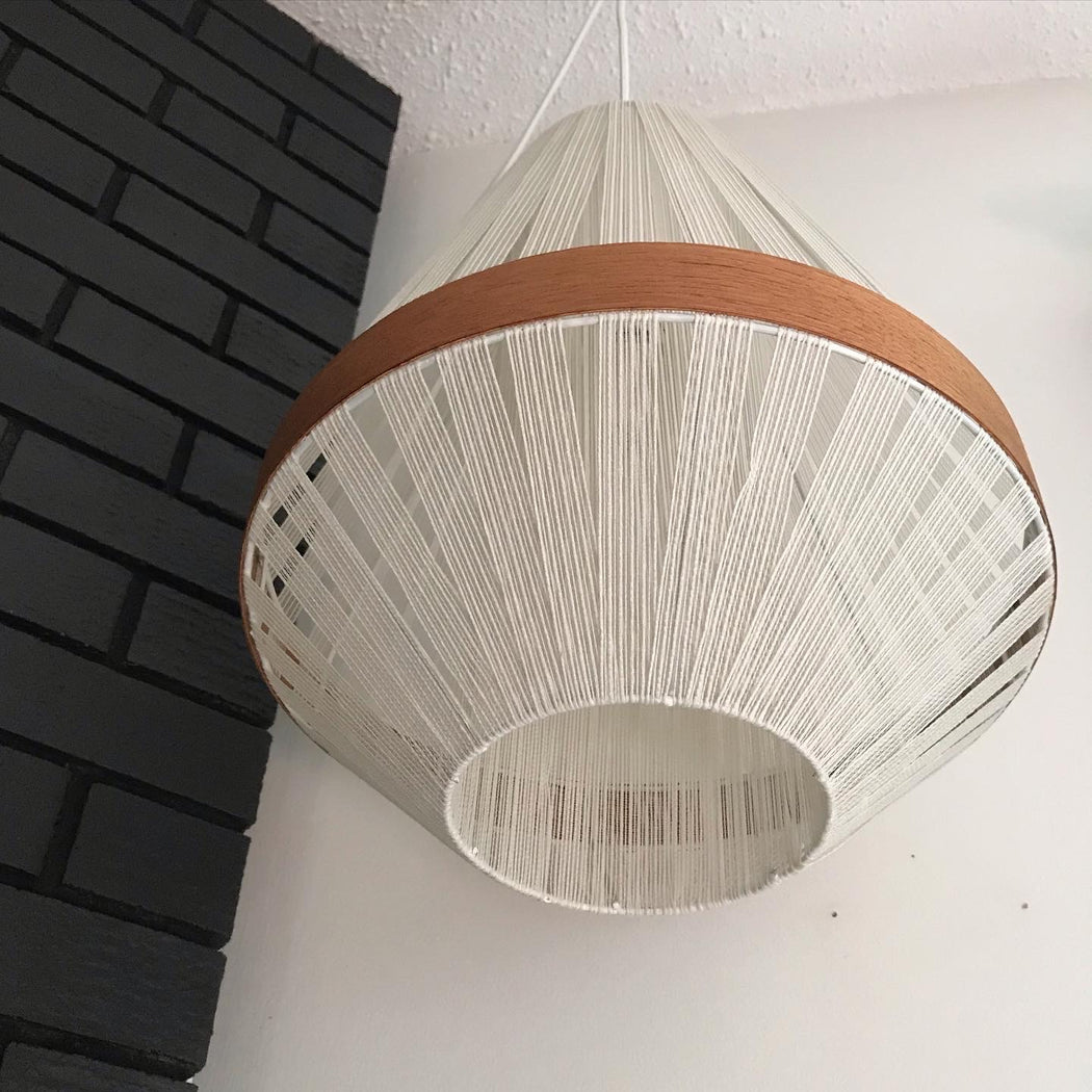 SOLD • Teak String Swag Lamp
