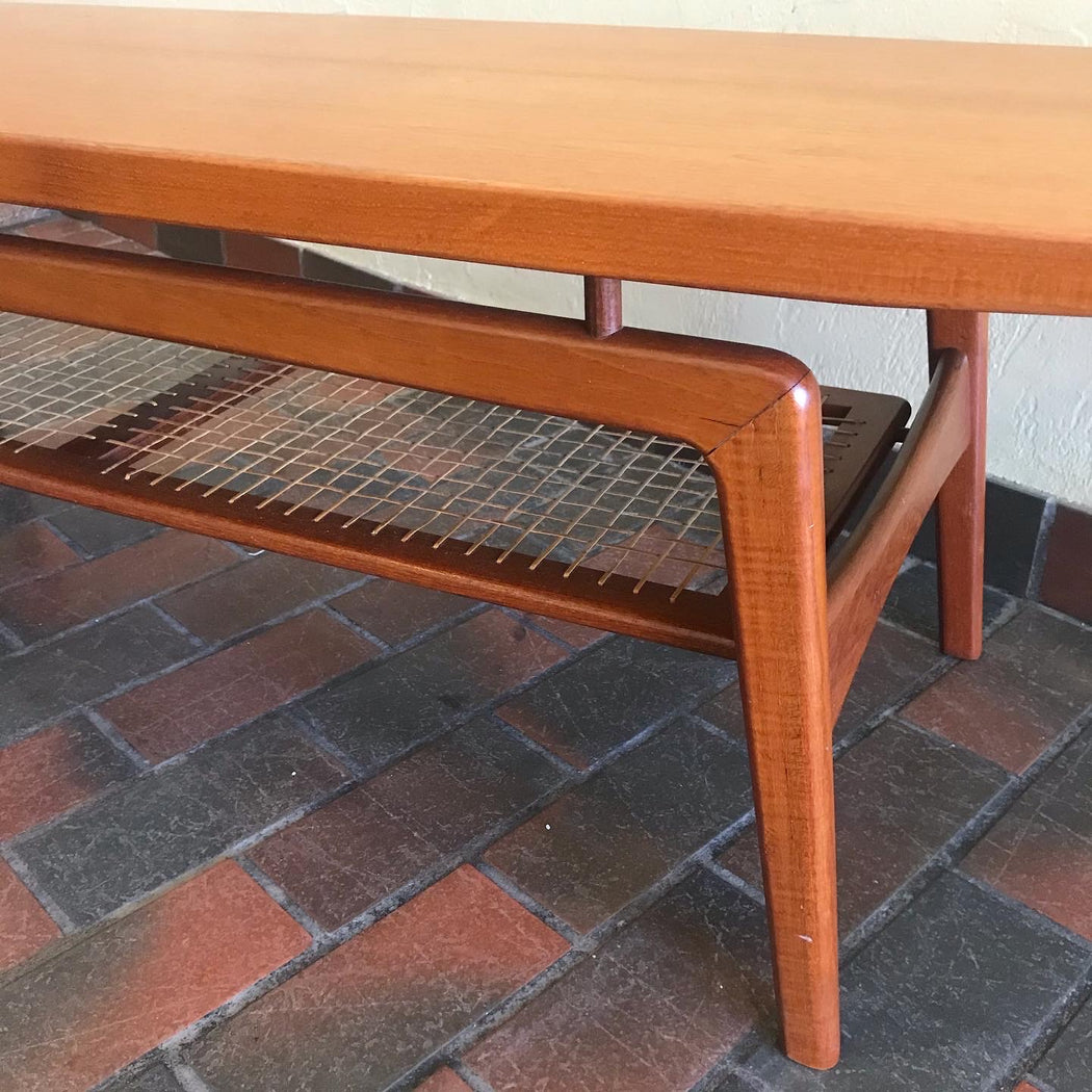 SOLD • Hovmand Olsen Teak Surfboard Coffee Table with Tile Mosaic