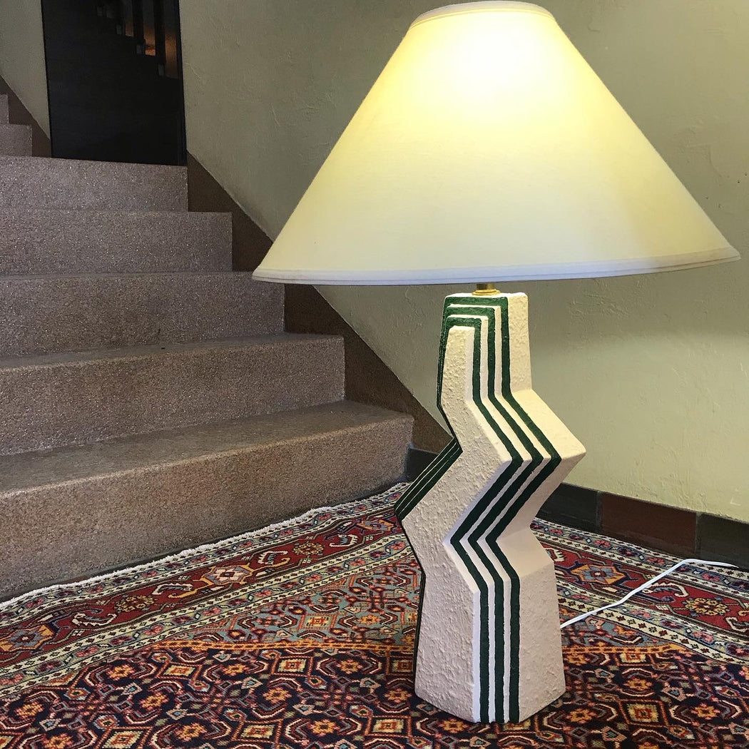 SOLD 80s Ceramic Zig Zag Lamps
