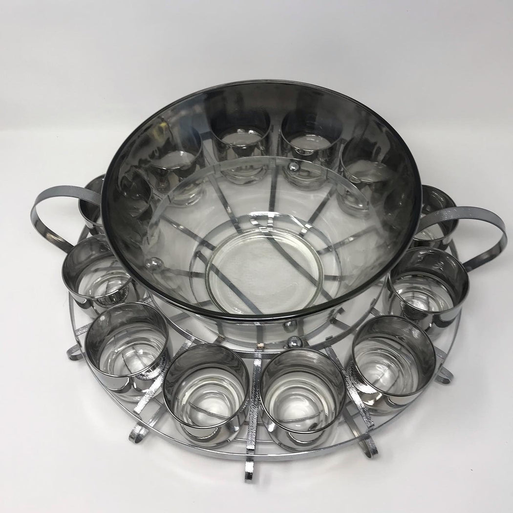 Silver Lustre Punch Bowl Set