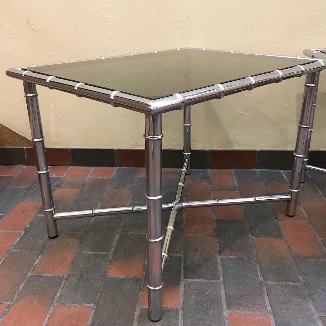 Chrome + Smoked Glass Tables