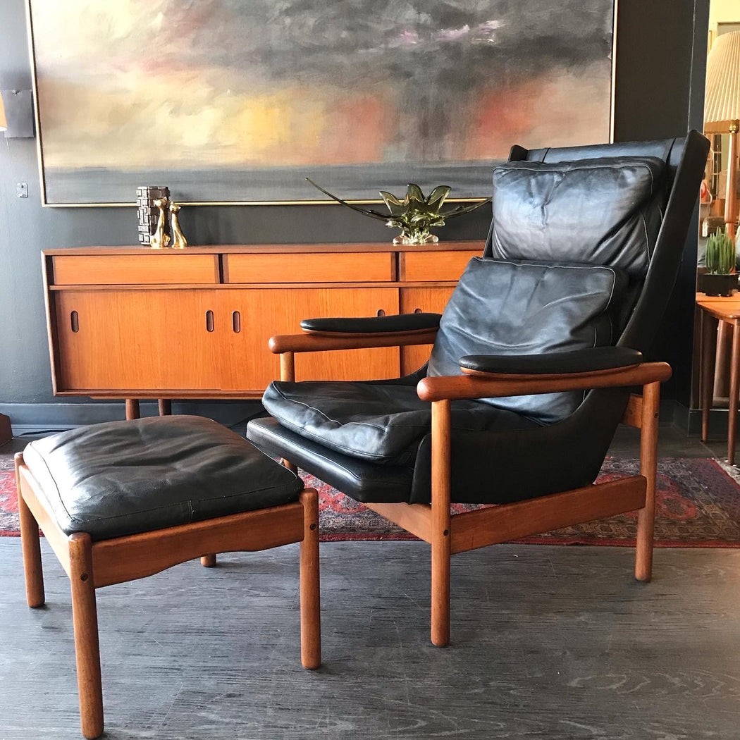 SOLD • Danish Teak + Leather Lounger