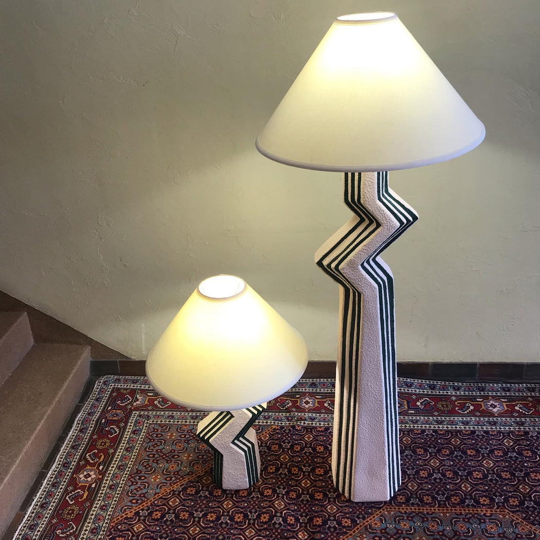 SOLD 80s Ceramic Zig Zag Lamps
