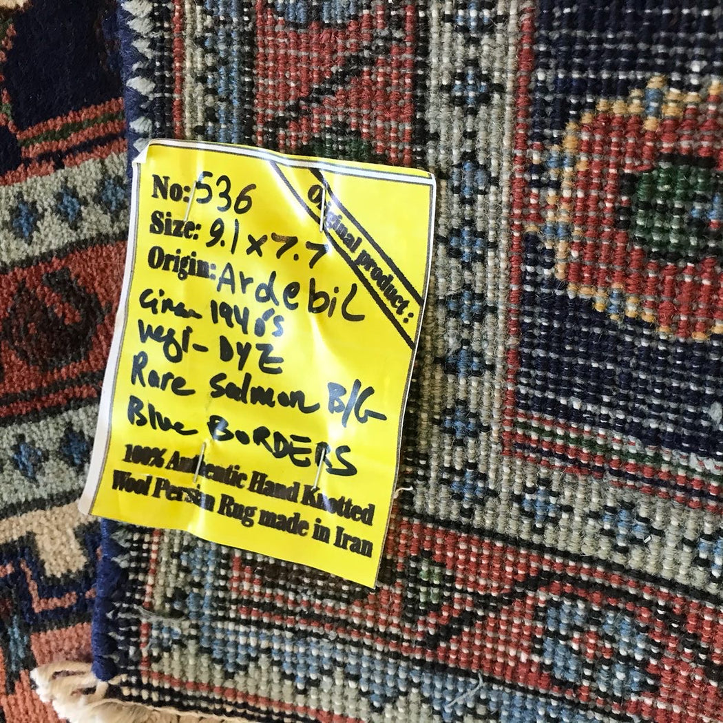 Vintage 1940s Ardebil Persian Rug