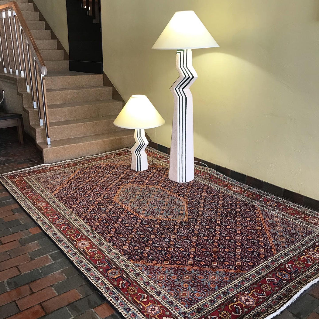 SOLD 80s Ceramic Zig Zag Lamps