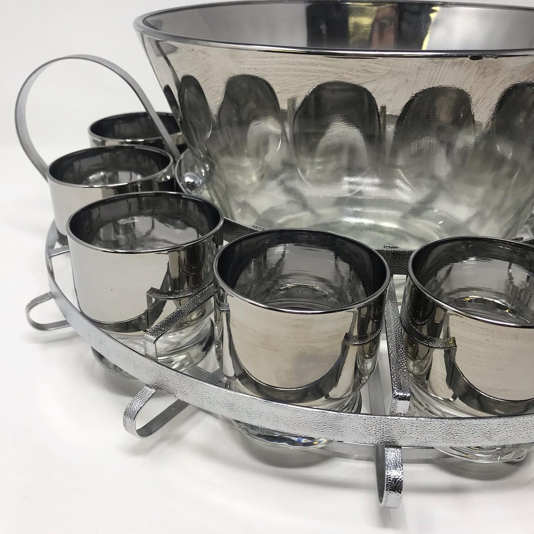 Silver Lustre Punch Bowl Set