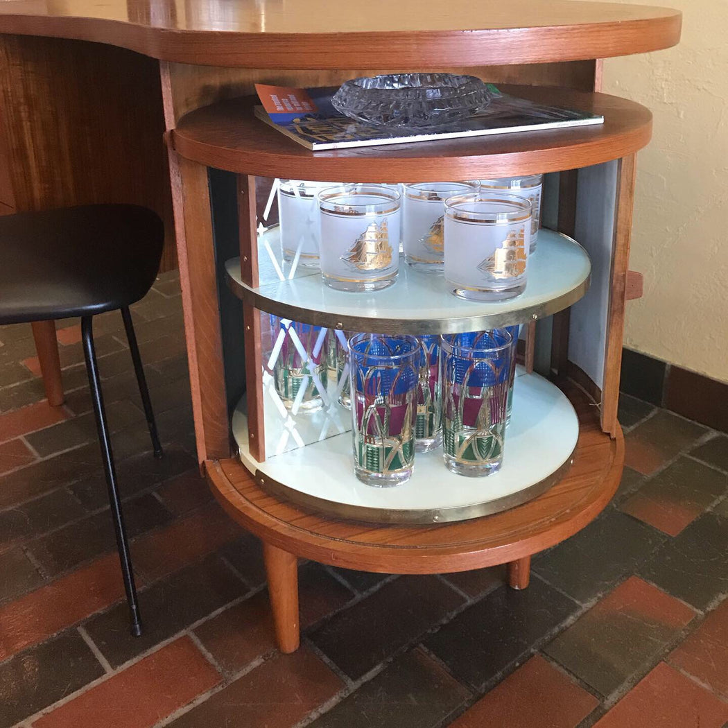 Sold • Kai Kristiansen Teak Desk With Bar Cabinet