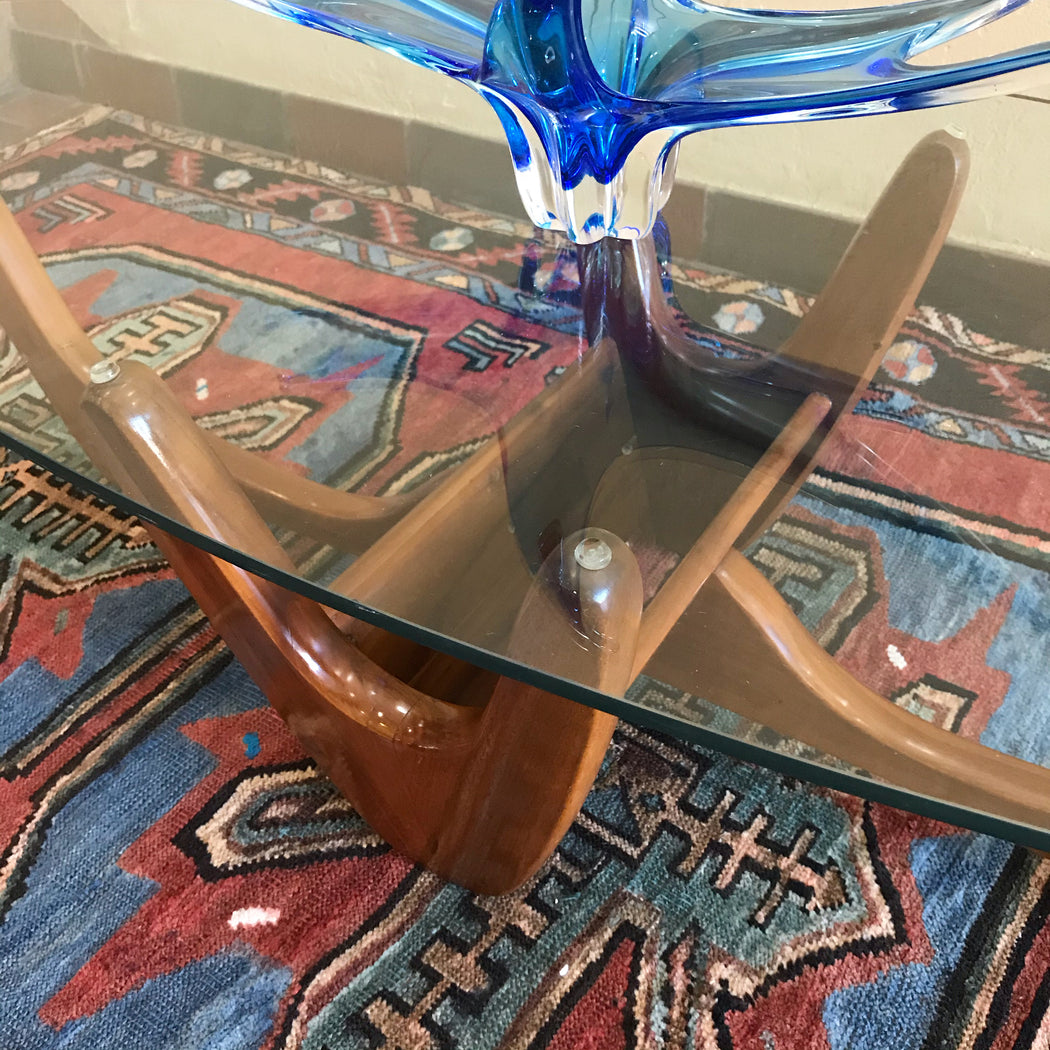 SOLD • Kroehler Walnut + Glass Coffee Table