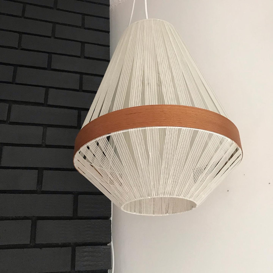 SOLD • Teak String Swag Lamp