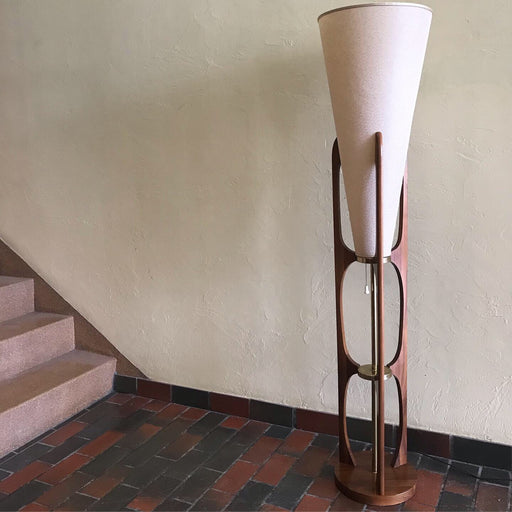 Walnut + Brass Midcentury Floor Lamp
