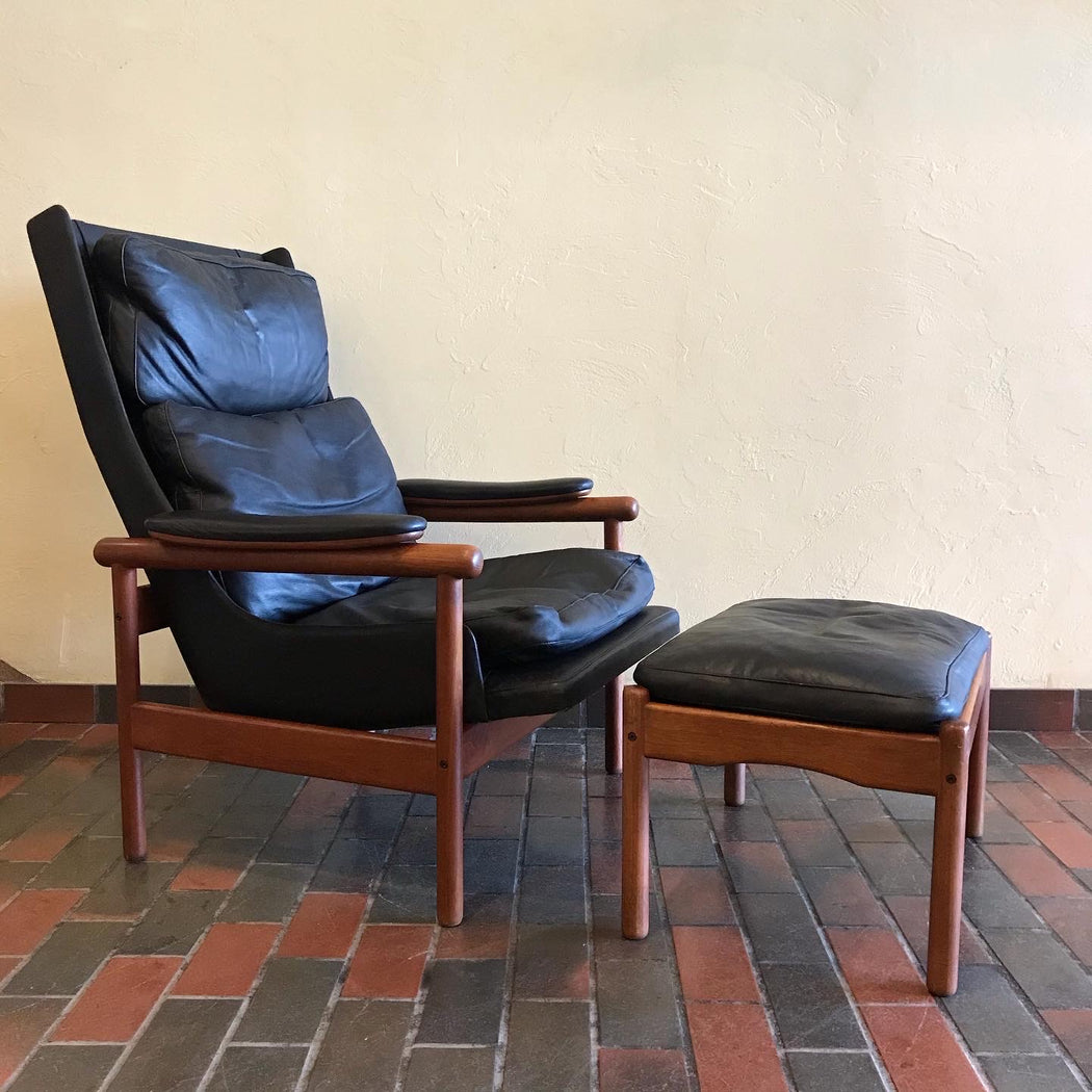 SOLD • Danish Teak + Leather Lounger