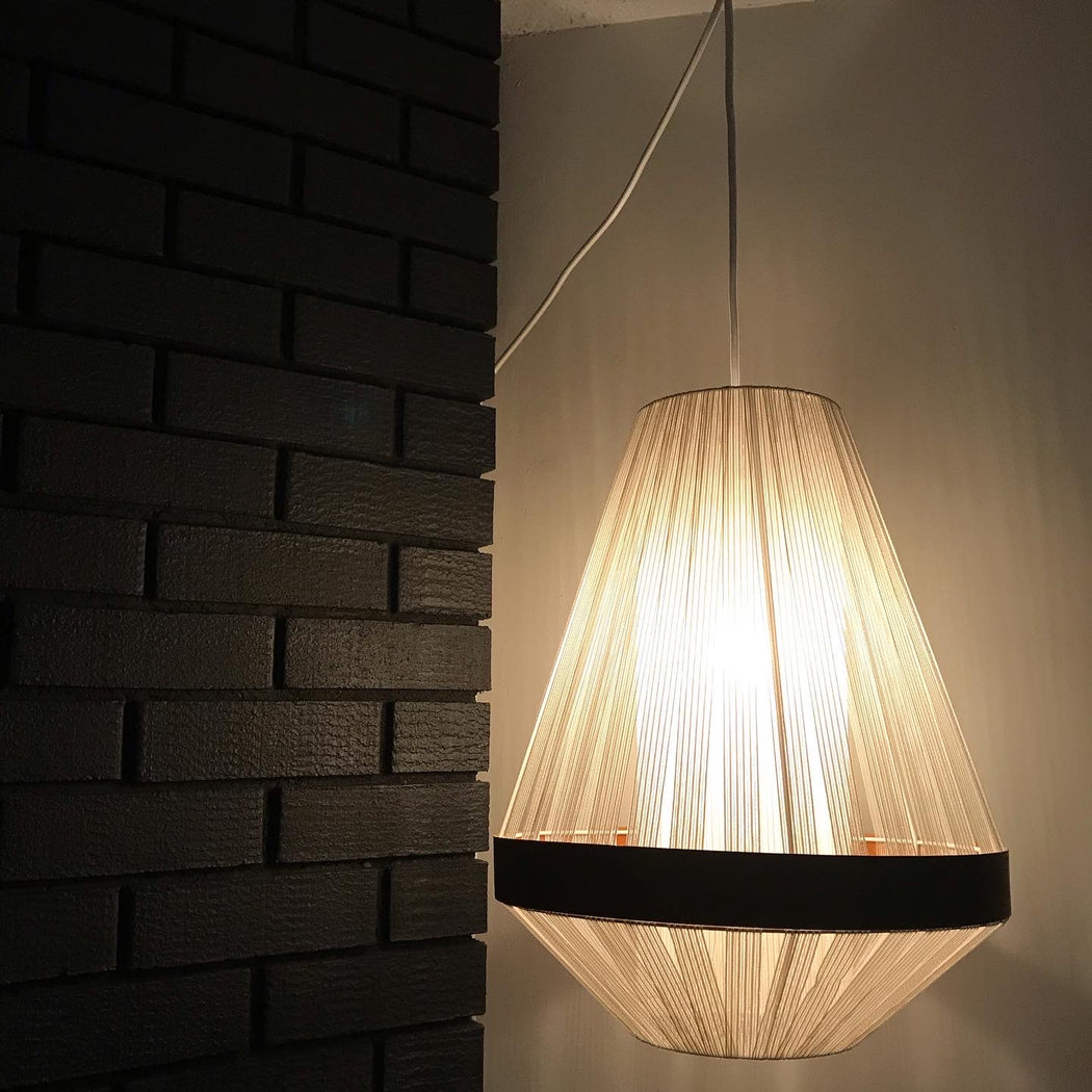 SOLD • Teak String Swag Lamp
