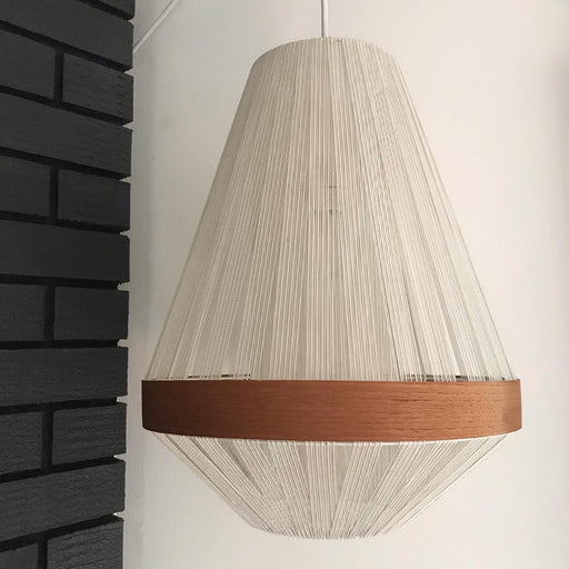 SOLD • Teak String Swag Lamp