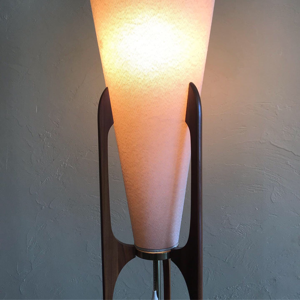 SOLD • Walnut + Brass Midcentury Floor Lamp
