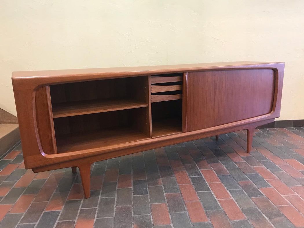 SOLD • Danish Teak Tambour Door Credenza