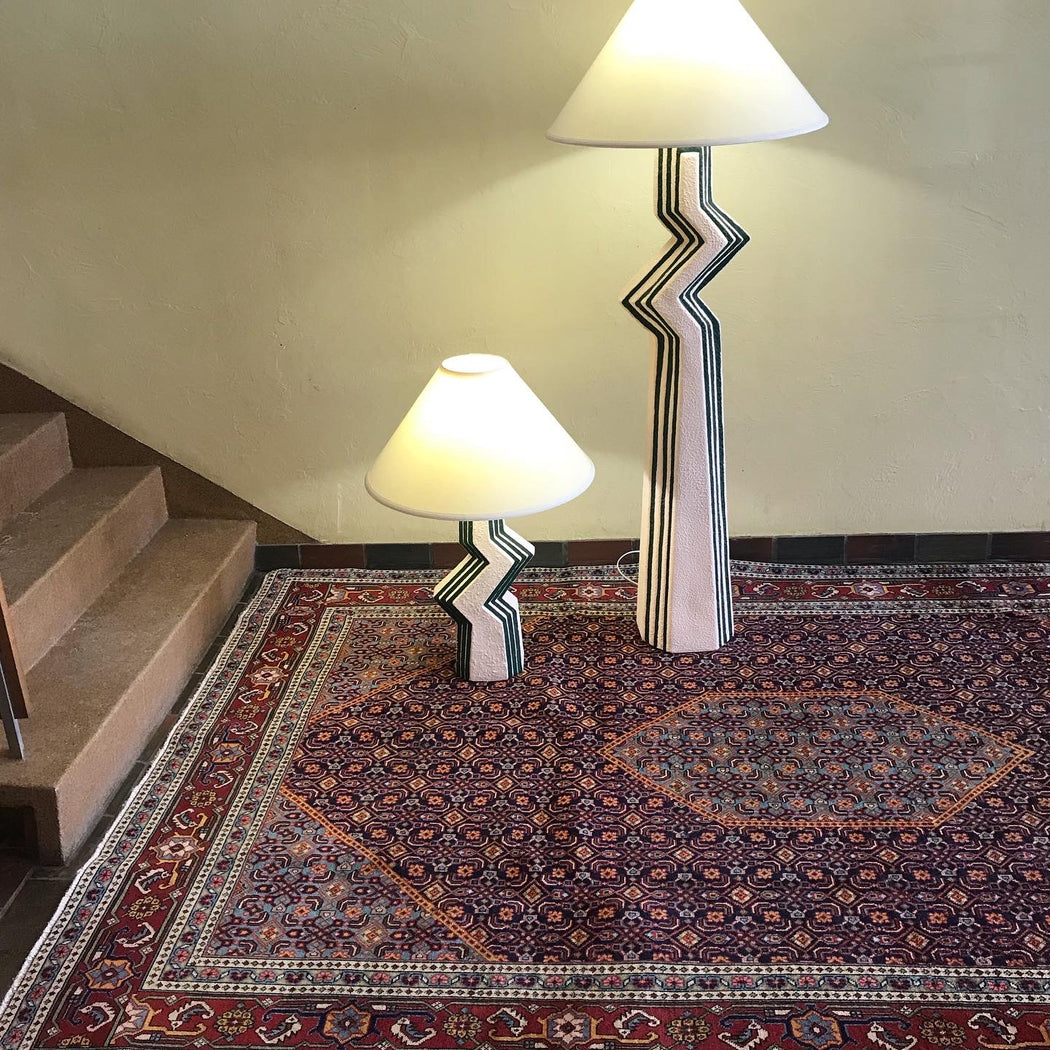 SOLD 80s Ceramic Zig Zag Lamps