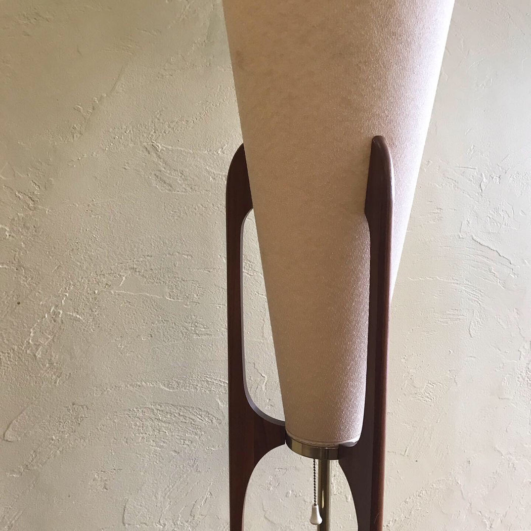 SOLD • Walnut + Brass Midcentury Floor Lamp