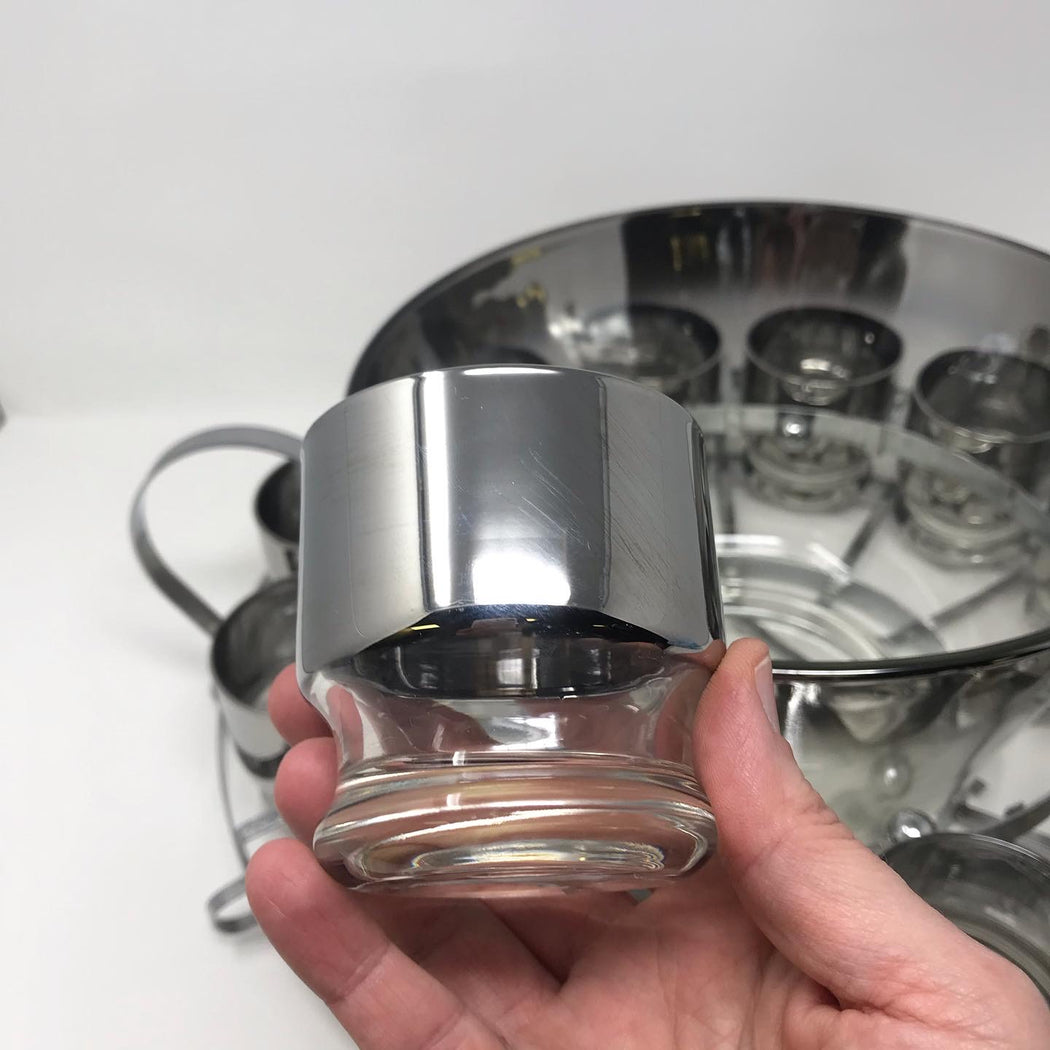 Silver Lustre Punch Bowl Set