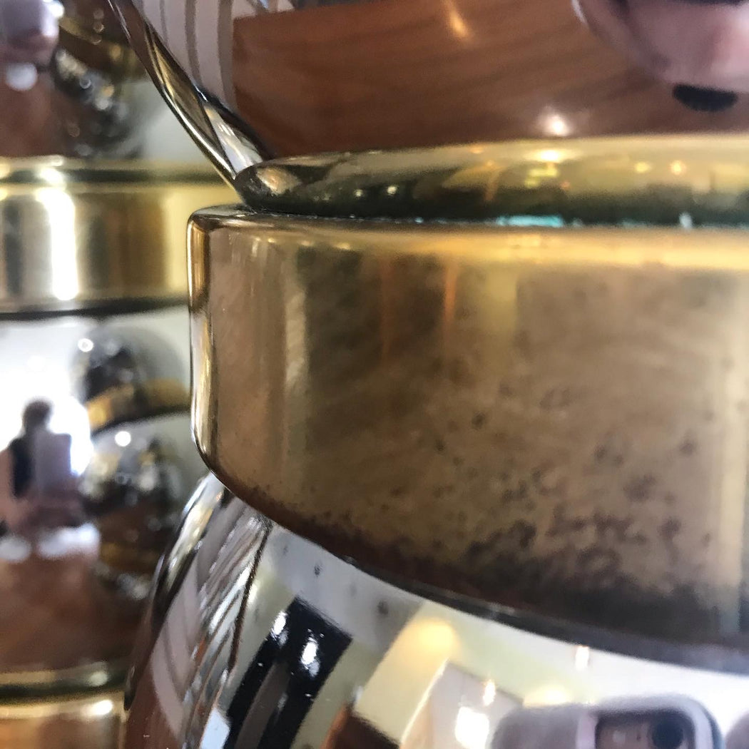 SOLD • Chrome + Brass Ball Lamps