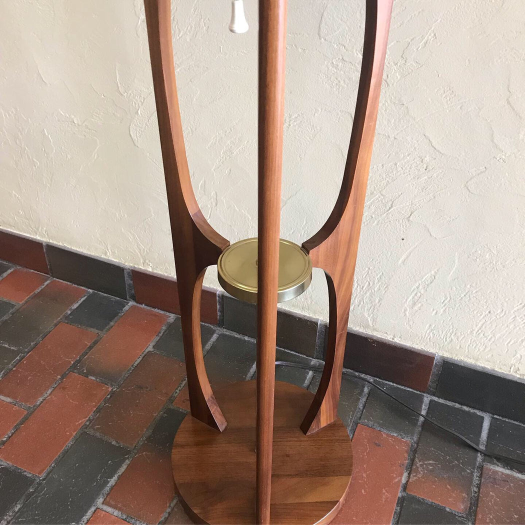 SOLD • Walnut + Brass Midcentury Floor Lamp