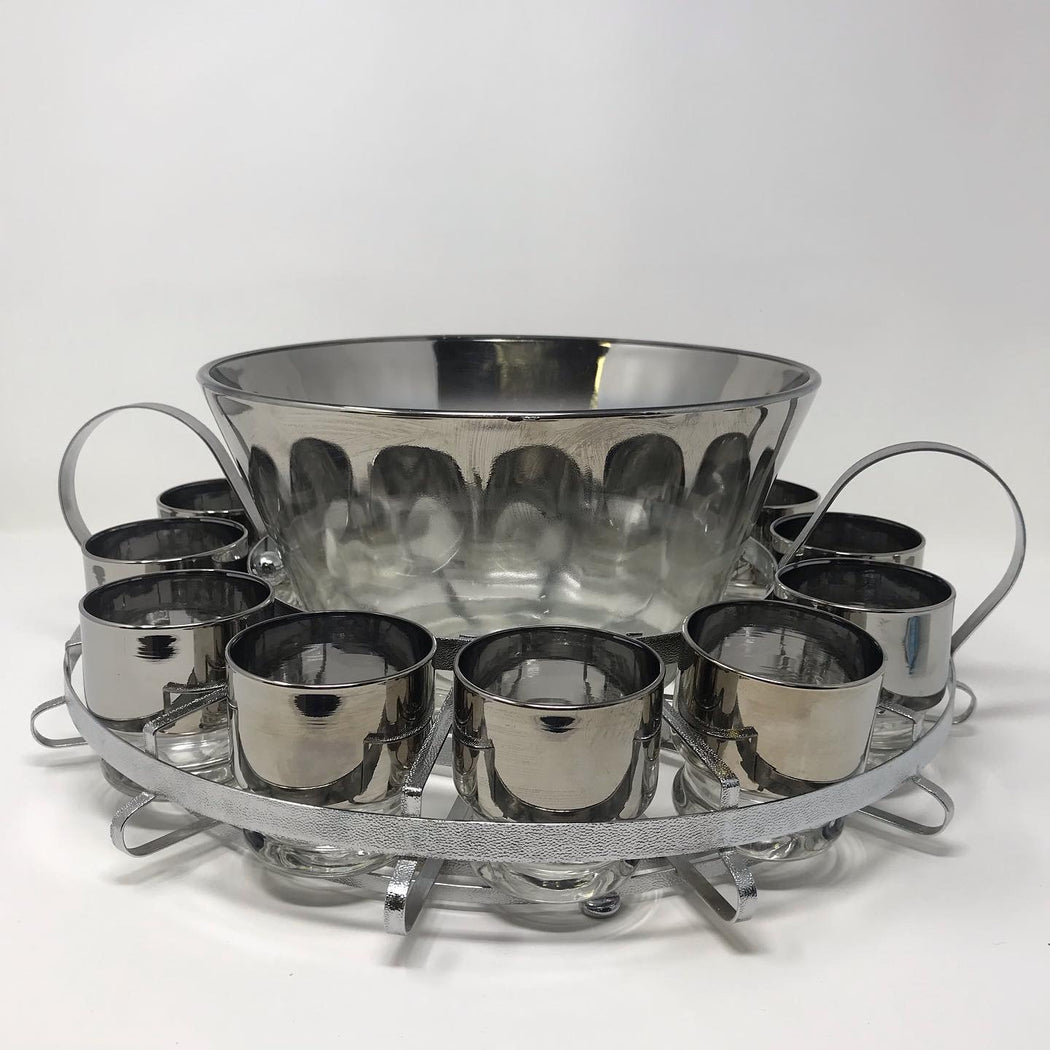 Silver Lustre Punch Bowl Set