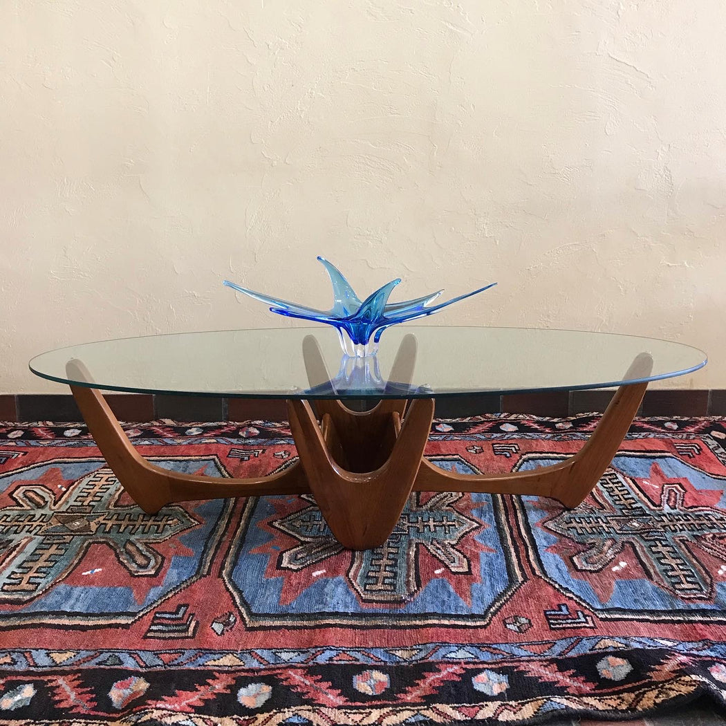 SOLD • Kroehler Walnut + Glass Coffee Table