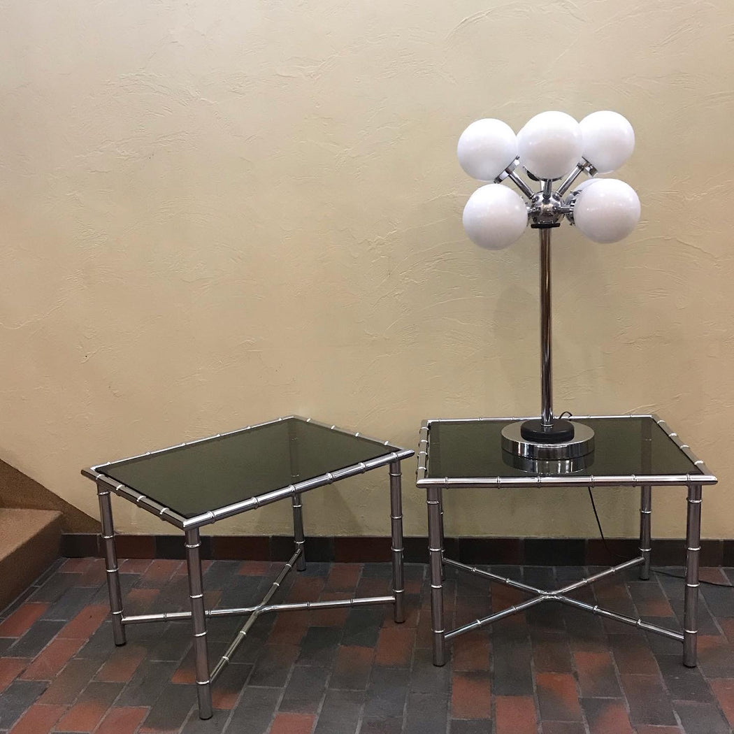 Chrome + Smoked Glass Tables