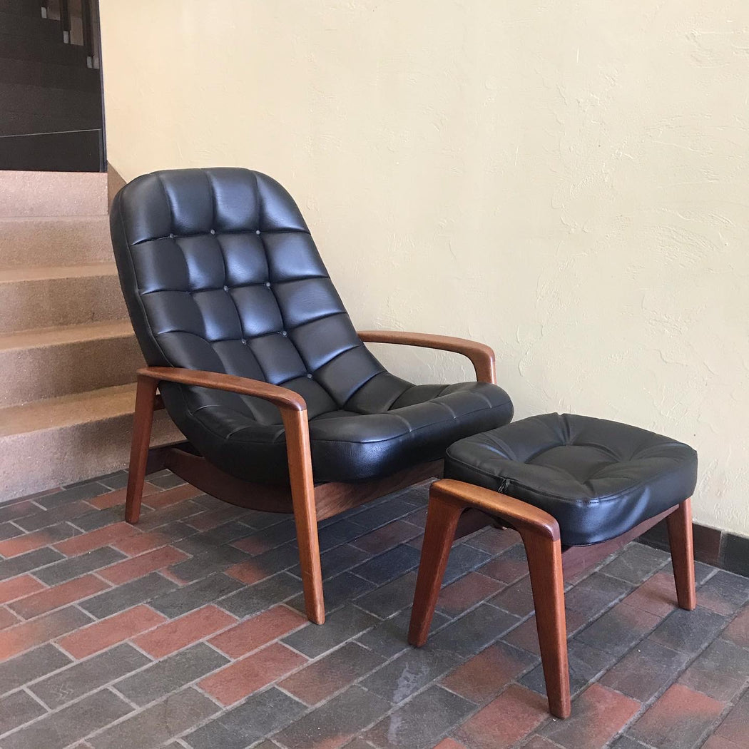 SOLD • Black R. Huber Scoop Chair + Ottoman
