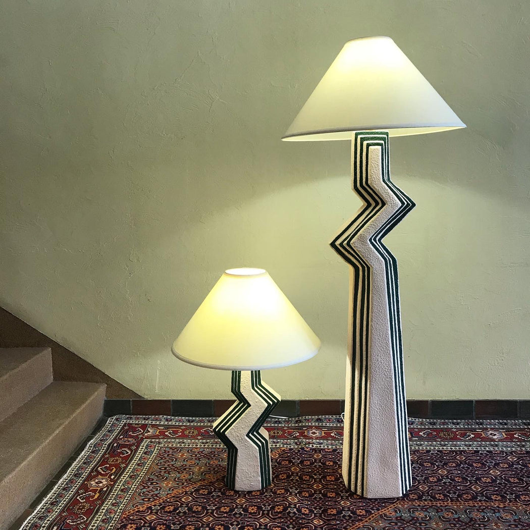 SOLD 80s Ceramic Zig Zag Lamps