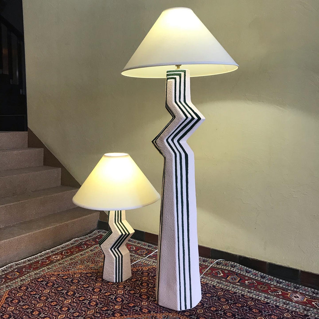 SOLD 80s Ceramic Zig Zag Lamps