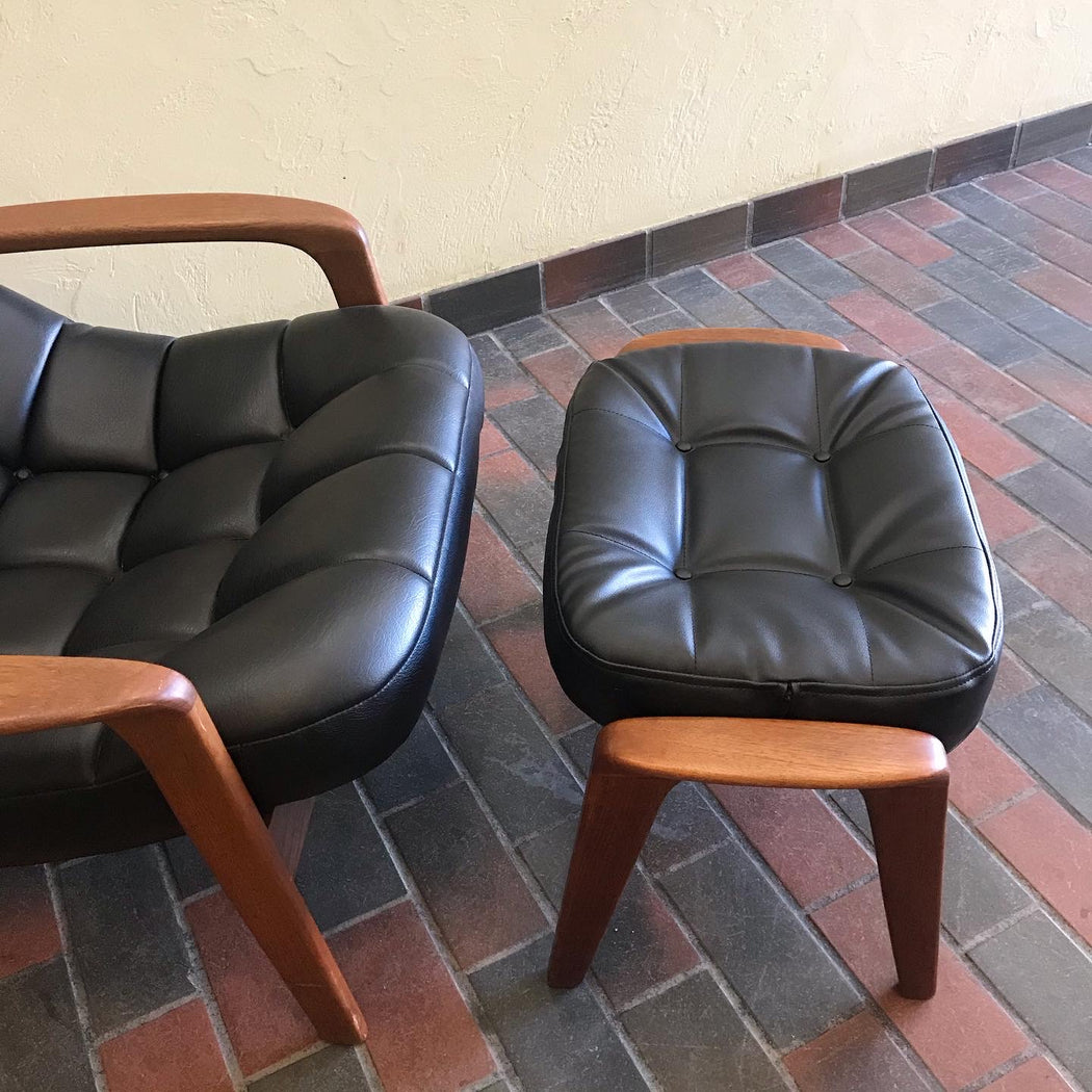 SOLD • Black R. Huber Scoop Chair + Ottoman
