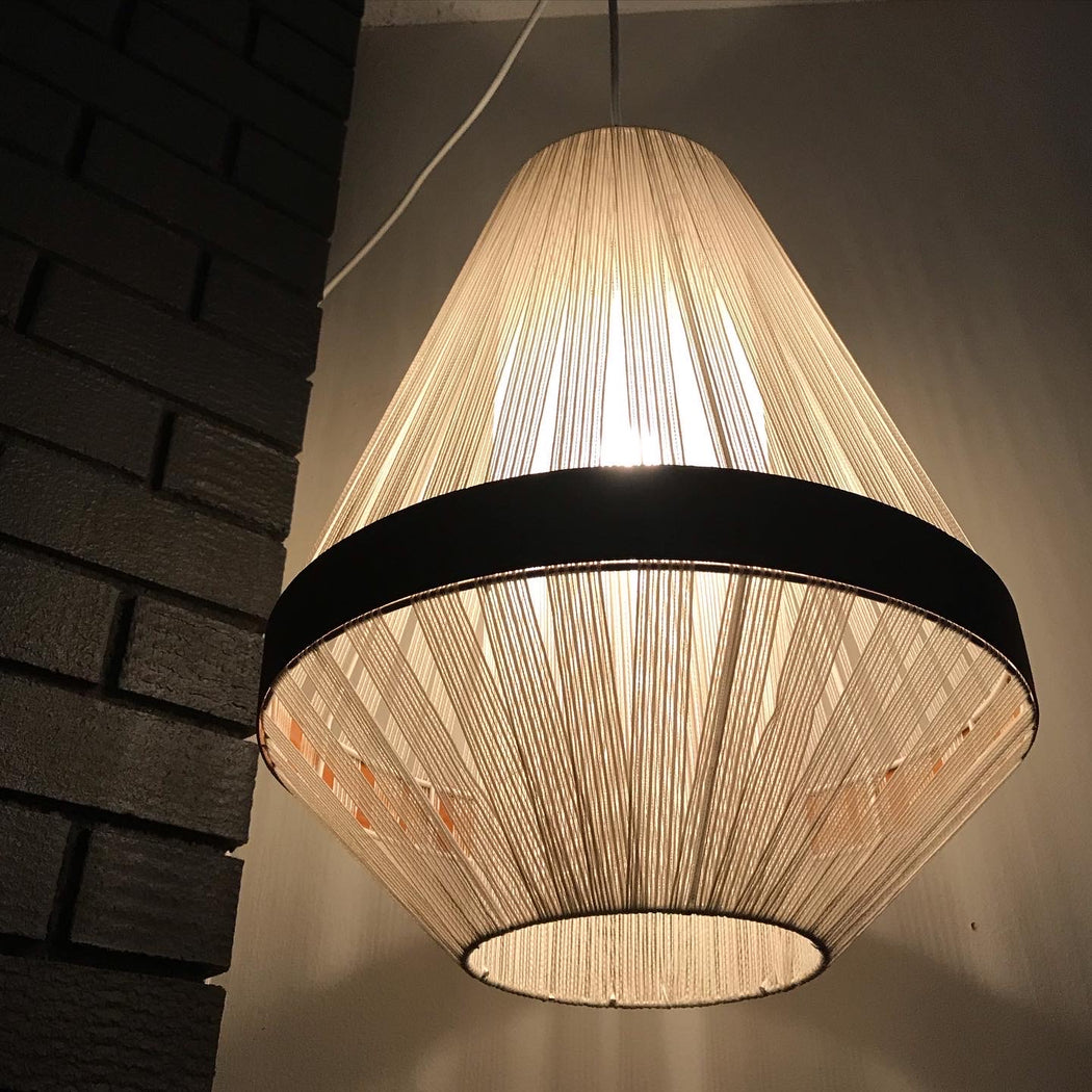 SOLD • Teak String Swag Lamp