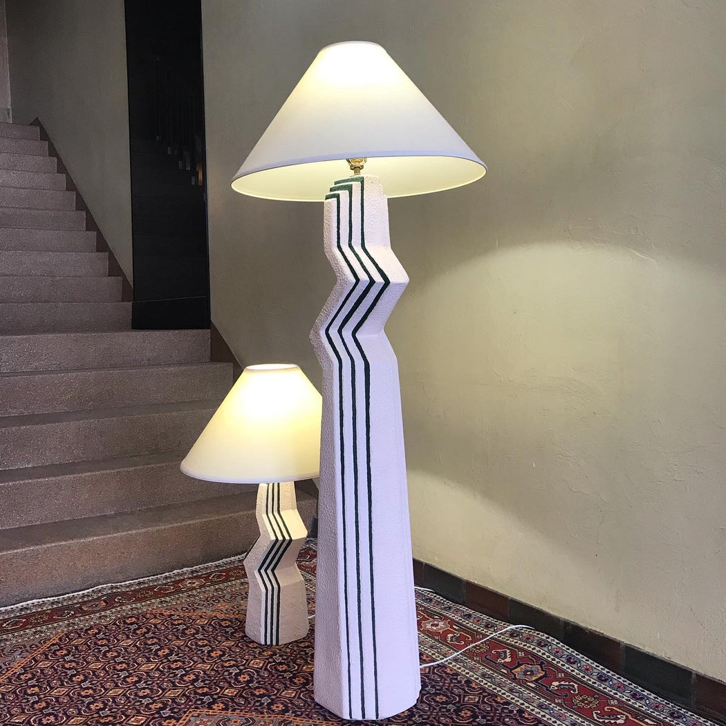 SOLD 80s Ceramic Zig Zag Lamps