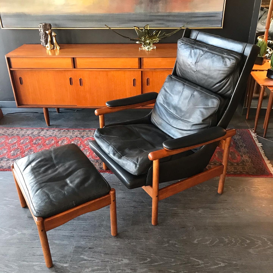 SOLD • Danish Teak + Leather Lounger