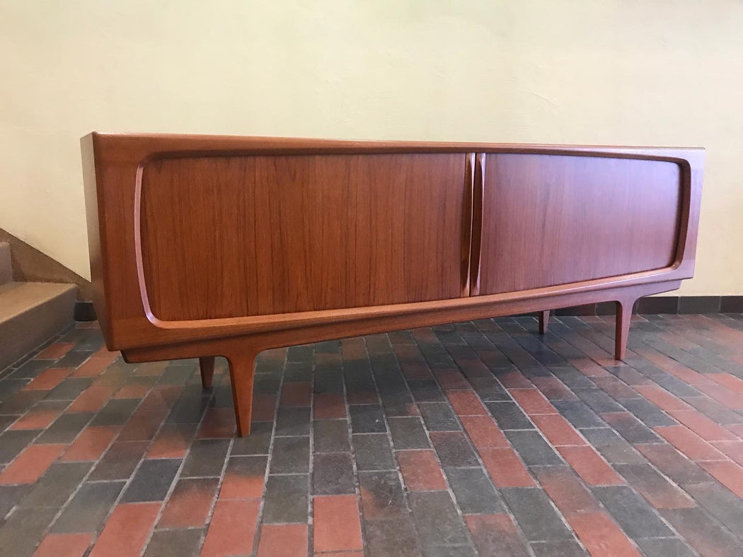 SOLD • Danish Teak Tambour Door Credenza