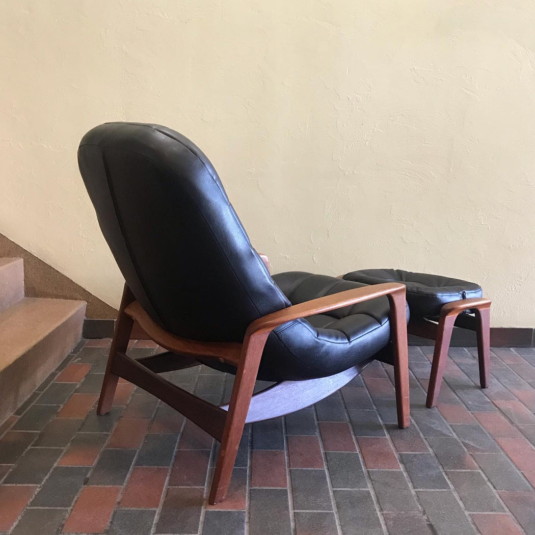 SOLD • Black R. Huber Scoop Chair + Ottoman