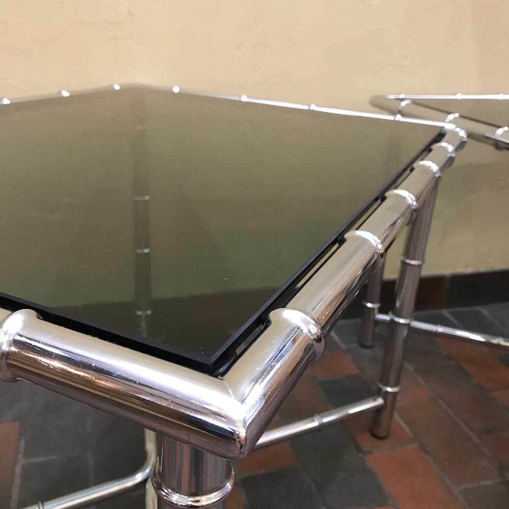 Chrome + Smoked Glass Tables