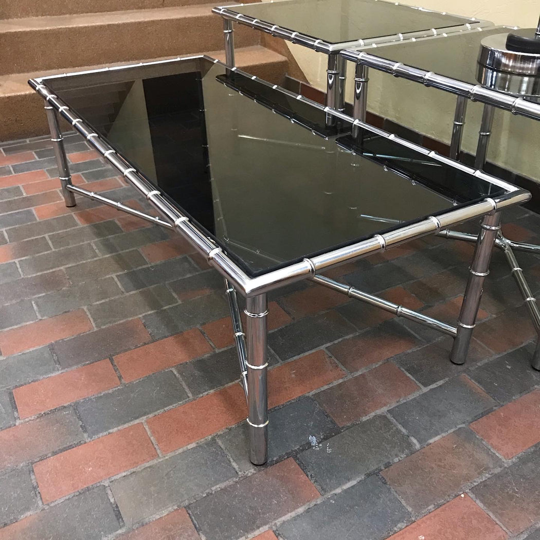 Chrome + Smoked Glass Tables