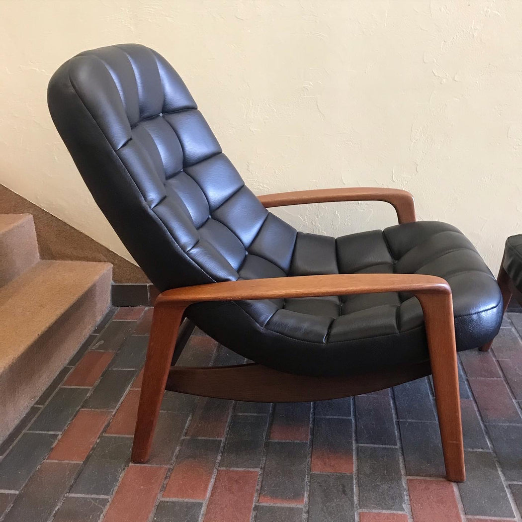 SOLD • Black R. Huber Scoop Chair + Ottoman
