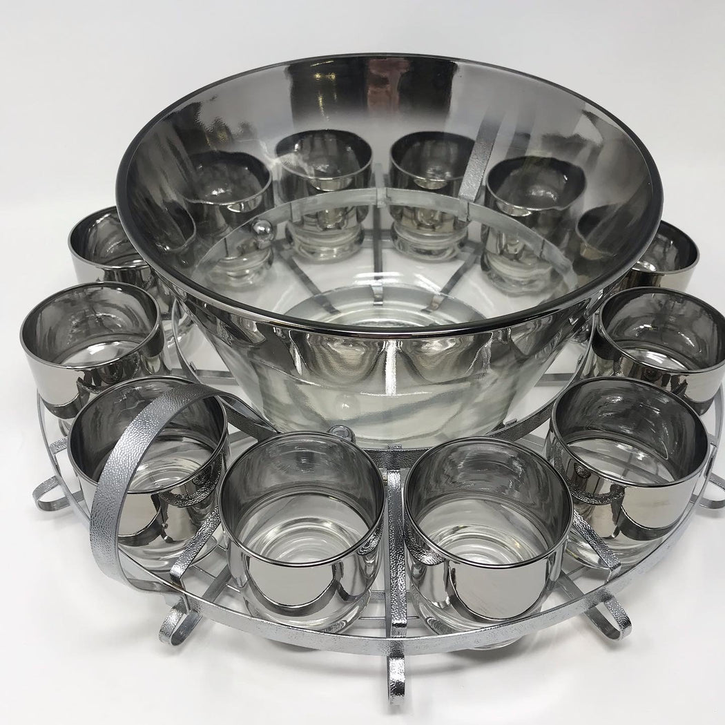 Silver Lustre Punch Bowl Set