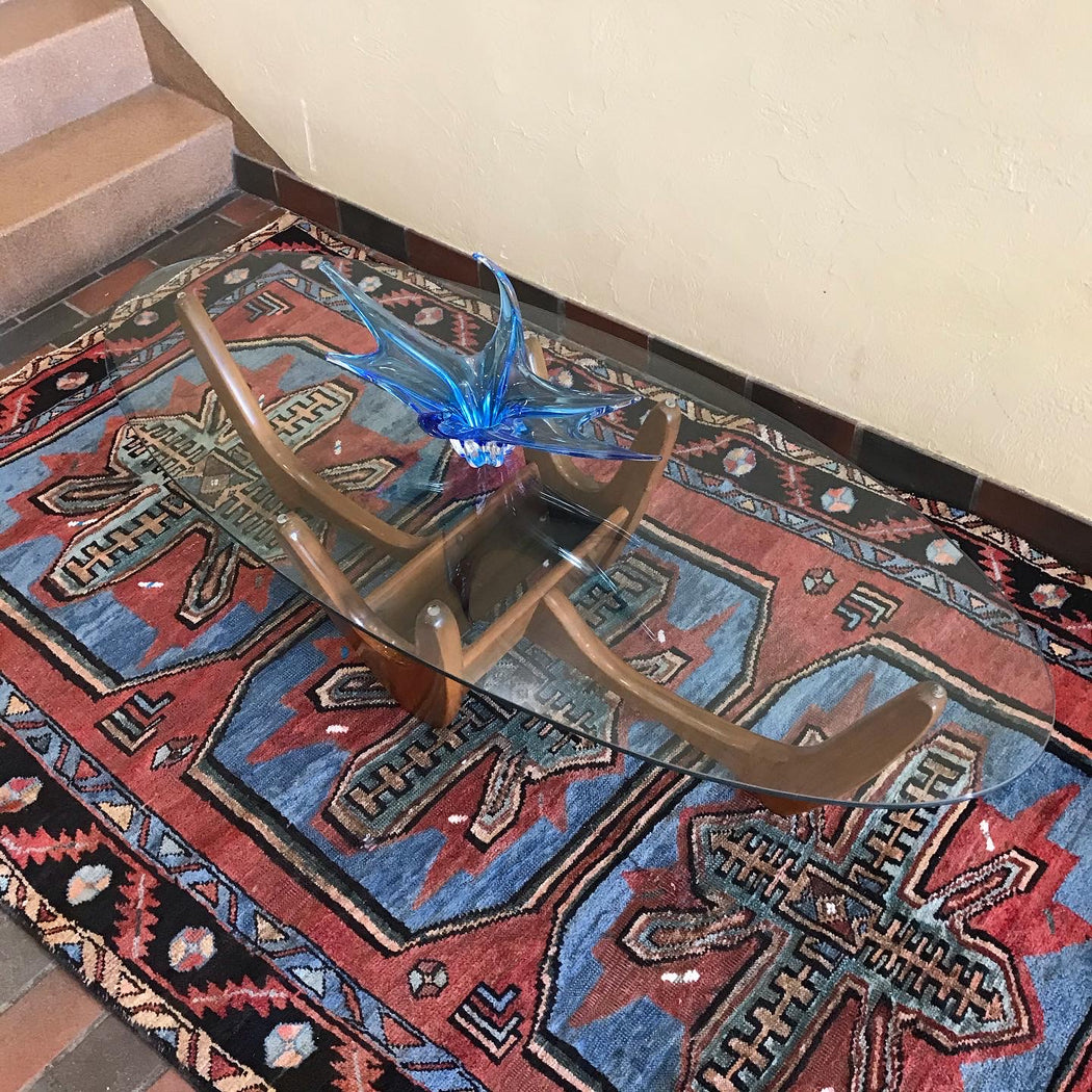 SOLD • Kroehler Walnut + Glass Coffee Table