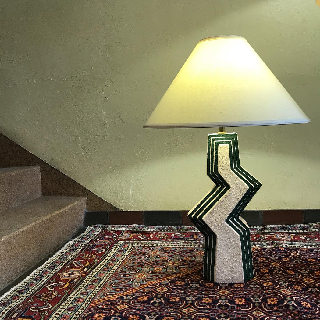 SOLD 80s Ceramic Zig Zag Lamps