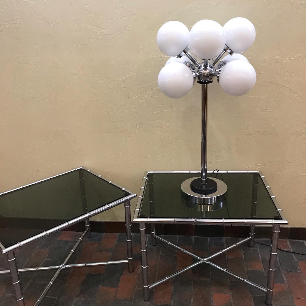 Chrome + Smoked Glass Tables