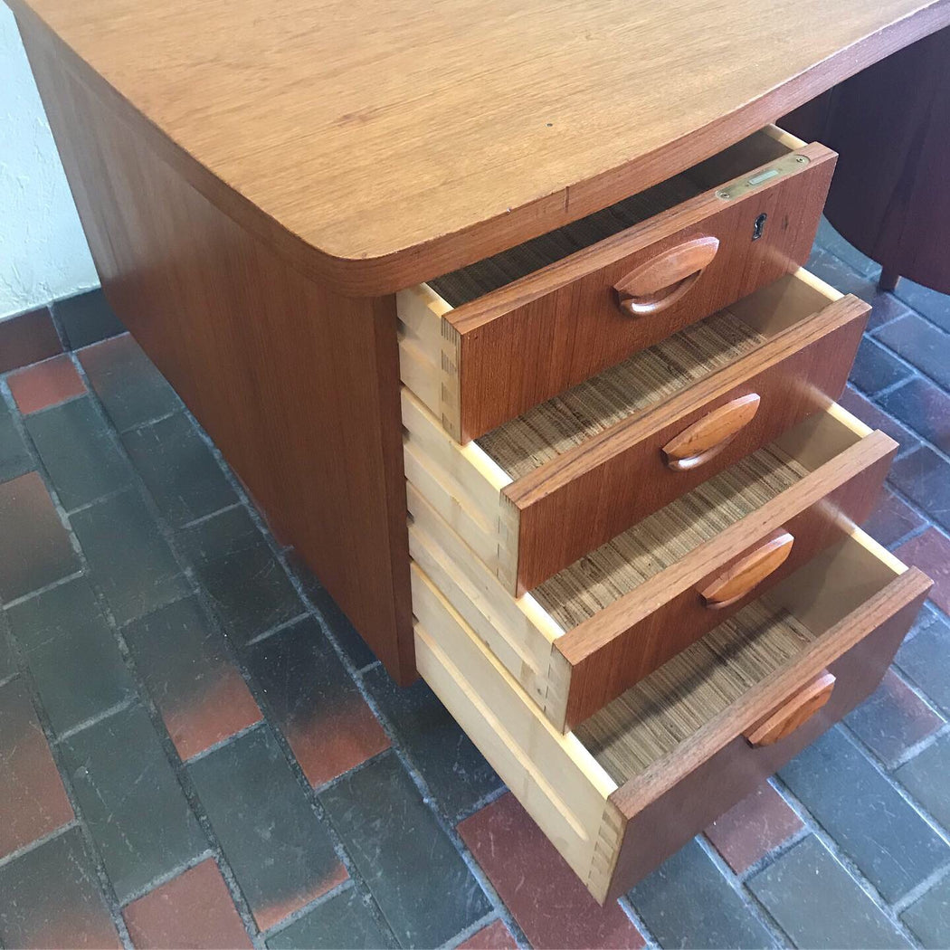 Sold • Kai Kristiansen Teak Desk With Bar Cabinet