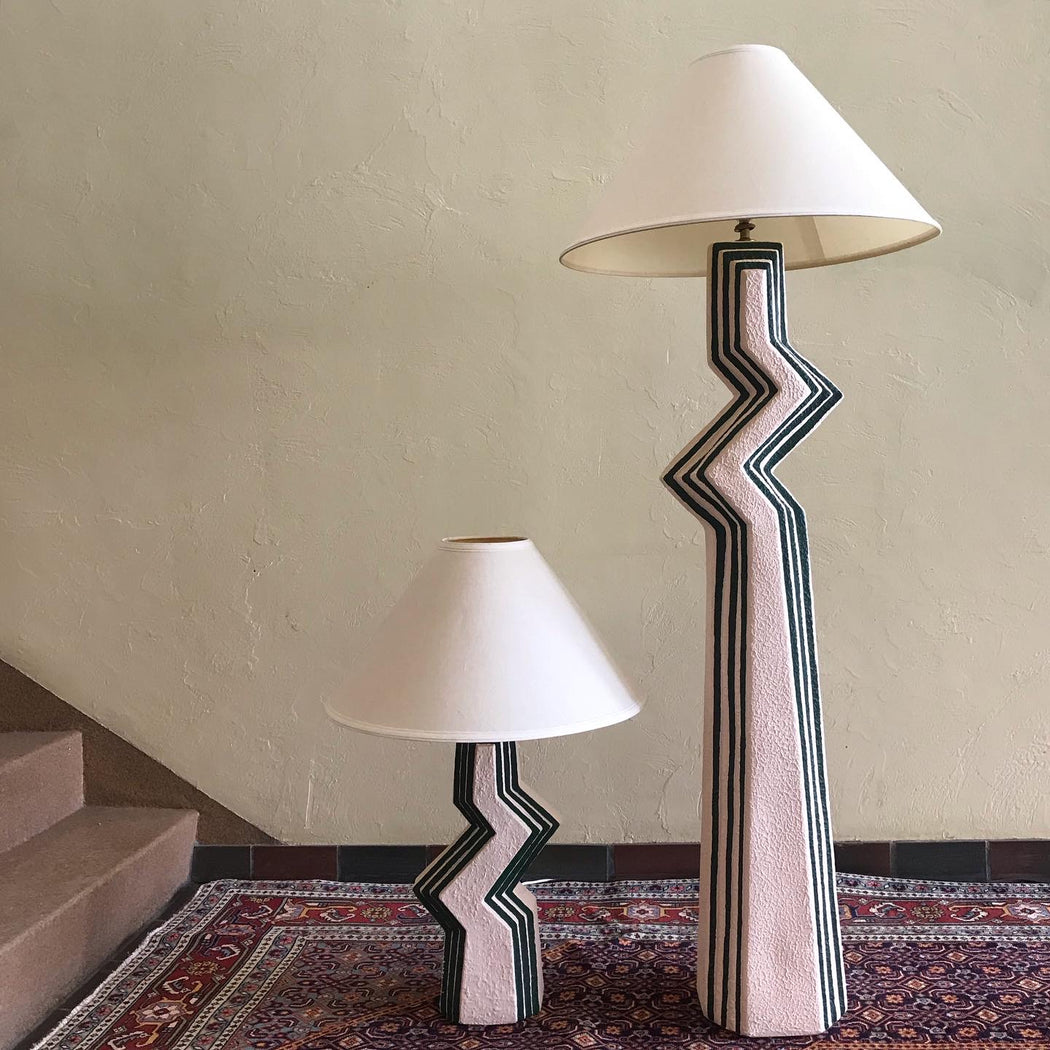 SOLD 80s Ceramic Zig Zag Lamps