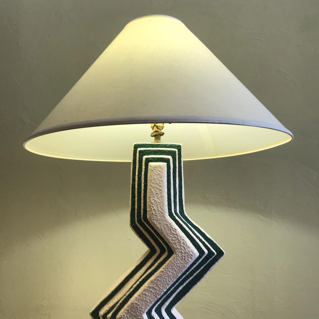 SOLD 80s Ceramic Zig Zag Lamps