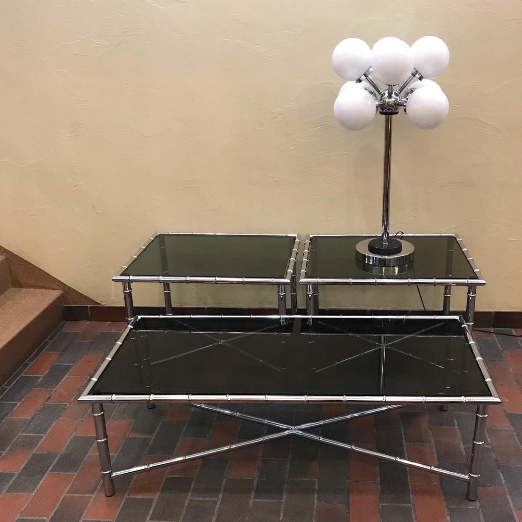 Chrome + Smoked Glass Tables