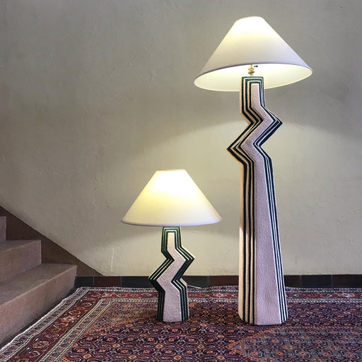 SOLD 80s Ceramic Zig Zag Lamps