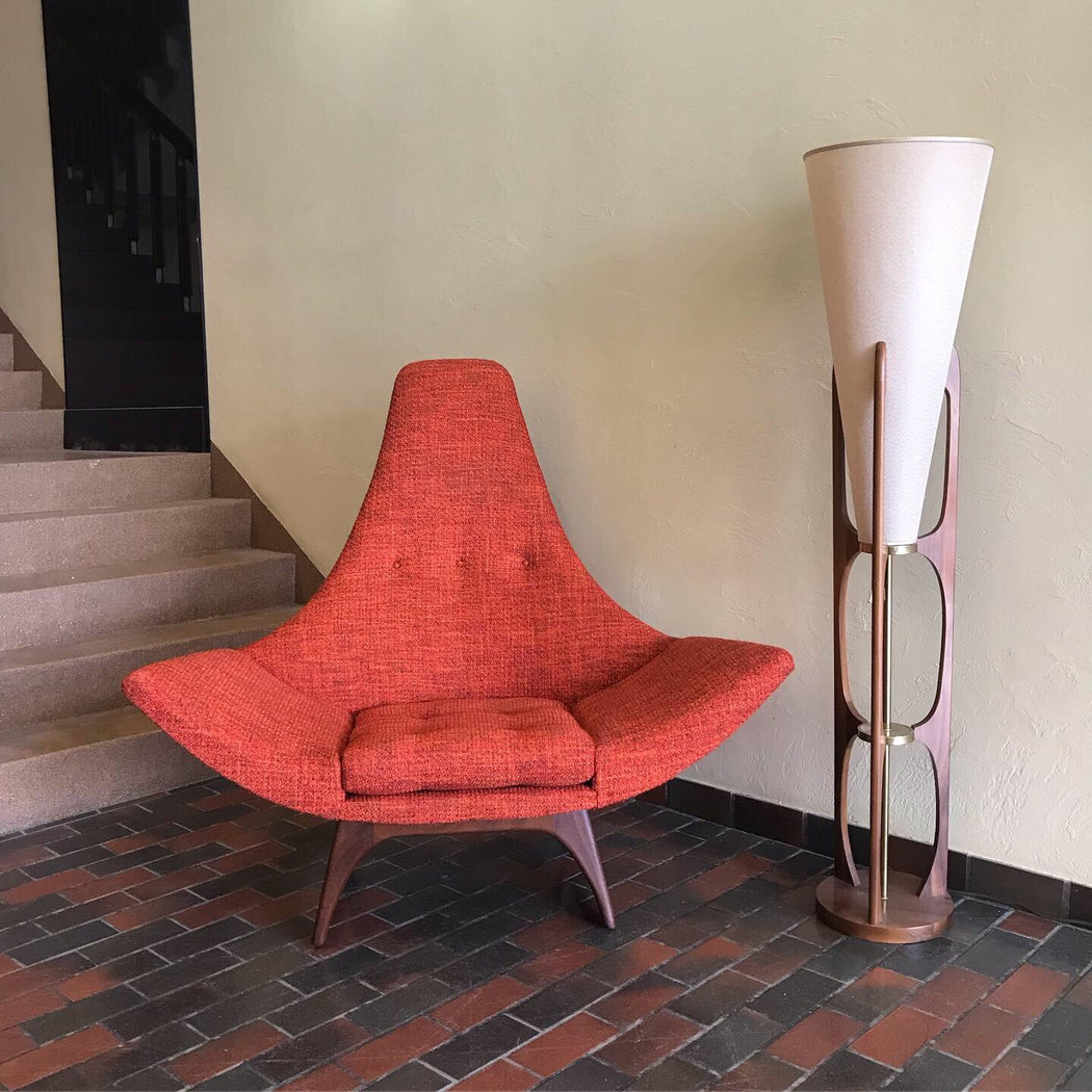 SOLD • Walnut + Brass Midcentury Floor Lamp