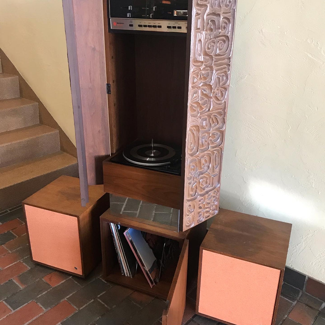 SOLD • Tiki Stereo Bar Cabinet